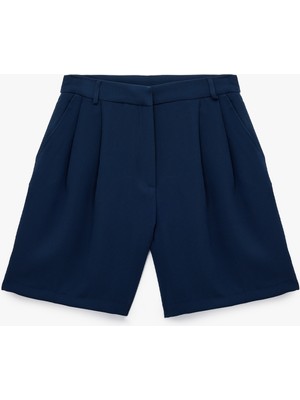 Koton Cepli Yüksek Bel Pile Detaylı Mini Kumaş Şort