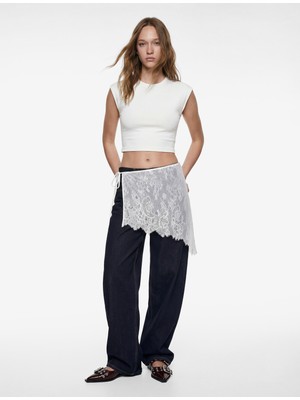 Koton Modal Karışımlı Slim Fit Bisiklet Yaka Kolsuz Crop Tişört