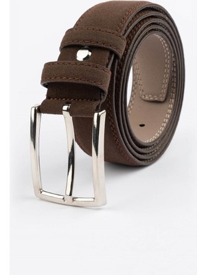 Tudors Erkek 3,5 cm Klasik Kahverengi Kemer