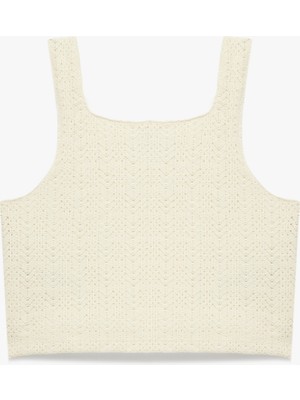 Koton Pamuklu U Yaka Askılı Kroşe Crop Atlet