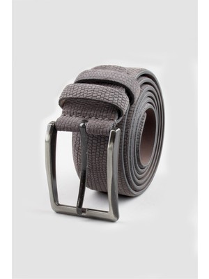 Tudors Erkek %100 Hakiki Deri 3,5 cm Klasik Gri Kemer