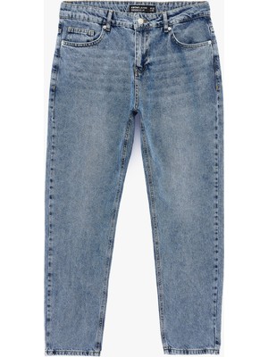 Koton Pamuklu Regular Fit Normal Bel Düz Paça Denim Pantolon - Tapered Jeans