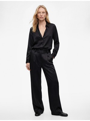 Koton Regular Fit Uzun Kollu Klasik Yaka Düğmeli Saten Gömlek