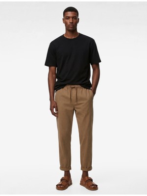 Koton Viskon Cep Detaylı Duble Paça Beli Bağcıklı Pantolon