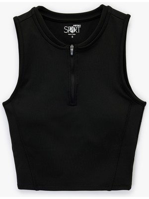 Koton Fermuarlı Yaka Kolsuz Slim Fit Sporcu Atleti