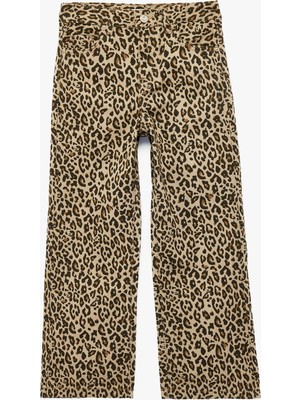 Koton Pamuklu Cepli Leopar Desenli Geniş Paça Pantolon
