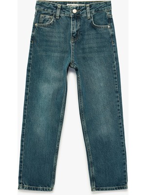 Koton Pamuklu Düğmeli Straight Fit Denim Pantolon