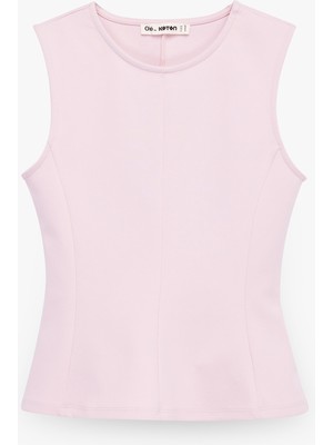 Koton Pamuklu Slim Fit Kolsuz Bisiklet Yaka Bluz
