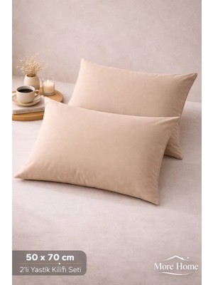 More Home Kapaklı Yastık Kılıfı (2 Adet) 50  x  70  cm Bej