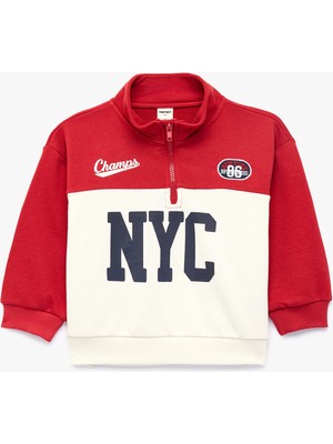 Koton Uzun Kollu Renk Bloklu Dik Yaka Sweatshirt