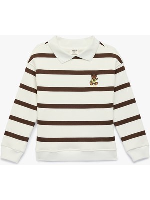 Koton Uzun Kollu Nakış Detaylı Oversize Polo Yaka Sweatshirt
