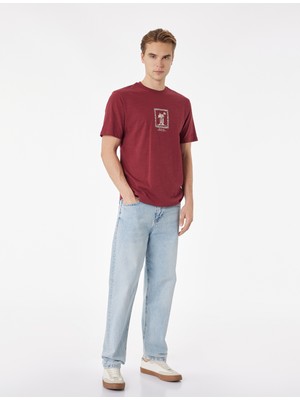 Koton Regular Fit Kısa Kollu Bisiklet Yaka Pamuklu Baskılı Tişört