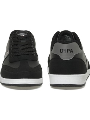 U.S. Polo Assn. Siyah Erkek Sneaker Suni Deri Düz Taban İle Şık Ve Rahat Tasarım