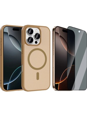 Vendas Apple iPhone 16 Pro Max Kılıf M-safe Şarj Özellikli Zore Babet Kapak + Hayalet Ekran Koruyucu