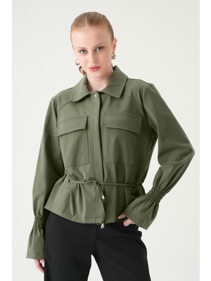 Rays Haki Kol Lastikli Düğmeli Ceket 251856