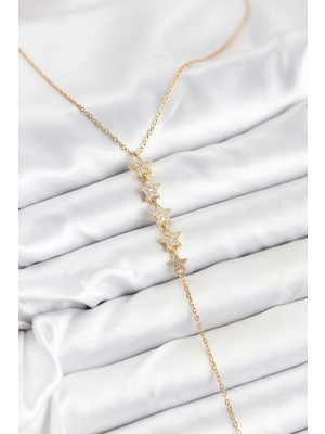 Inure Jewelry 316L Çelik Zincir Gold Renk Yıldız Model Y Kolye