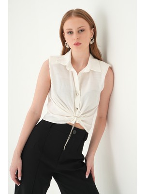Rays Ekru Sıfır Kol Bağlamalı Gömlek 251166