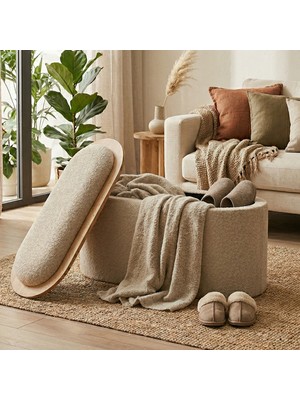 Zem Contes Bohem Sandıklı Orta Sehpa Puf/bench, Sütlü Kahve