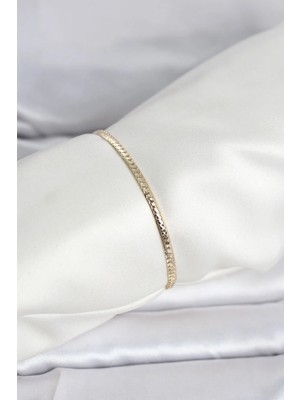 Inure Jewelry CM 14K Gold Renk Yassı Zincir Model Kadın Bileklik