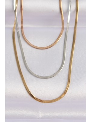 Inure Jewelry 316L Çelik 3 Renkli İtalyan Zincir Çoklu Kolye