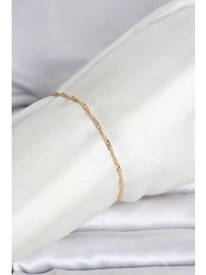 Inure Jewelry CM 14K Gold Renk Ezme Burgu Zincir Model Kadın Bileklik