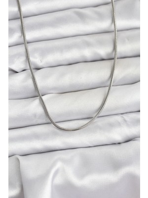 Inure Jewelry 316L Çelik Zincir Gümüş Renk 60 cm Yılan Zincir Kadın Kolye