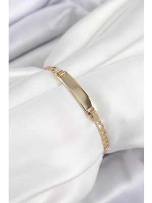 Inure Jewelry Pirinç Dikdörtgen Model Gold Renk Xuping Bebek Künyesi