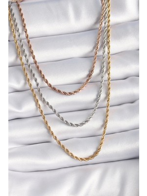 Inure Jewelry 316L Çelik Mix Renk Burgu Zincir Model Kadın Kolye