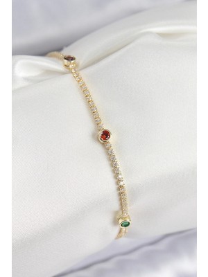 Inure Jewelry Pirinç Zirkon Taşlı Asorti Model Gold Renk Kadın Bilekilk