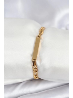 Inure Jewelry 316L Çelik Gold Renk Yazı Yazmaya Uygun Kadın Bileklik