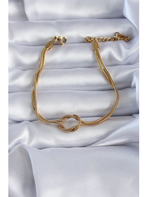 Inure Jewelry 316L Çelik Gold Renk Düğüm Model Kadın Bileklik