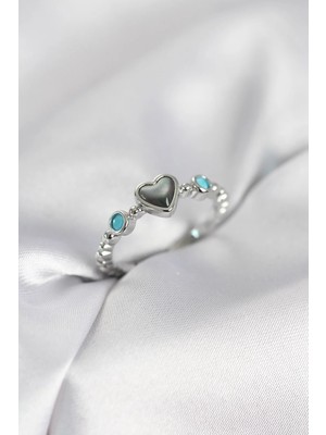 Inure Jewelry Gümüş Renk Hematit Taşlı Kadın Yüzük