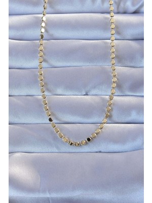 Inure Jewelry Pirinç Gold Renk Parçalı Ezme Kolye