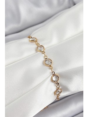 Inure Jewelry Pirinç Gold Renk Zirkon Taşlı Kadın Bileklik