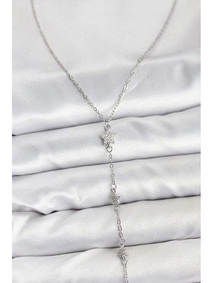 Inure Jewelry 316L Çelik Zincir Gümüş Renkli Yıldız Model Kadın Y Kolye