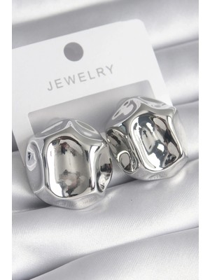 Inure Jewelry Pirinç Gümüş Renk İşlemeli Top Model Kadın Küpe