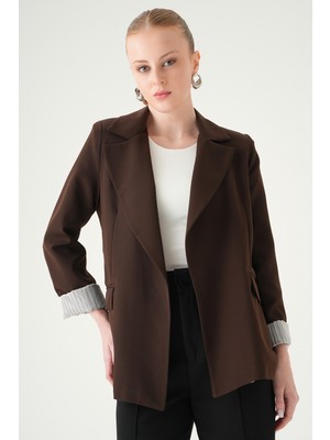 Rays Kahve Astarlı Çizgili Ceket 8403A