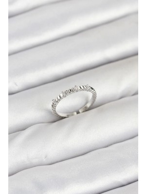 Inure Jewelry Pirinç Gümüş Renk Lazer Kesim Kadın Yüzük