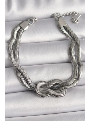 Inure Jewelry 316L Çelik Gümüş Renk Düğüm Model Kadın Bileklik