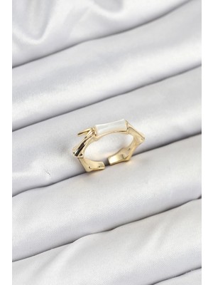 Inure Jewelry Pirinç Gold Renk Kemik Model Kadın Yüzük