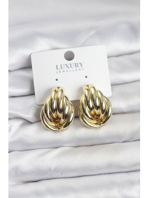 Inure Jewelry Pirinç Gold Renk Vintage Kadın Küpe