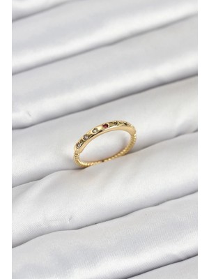 Inure Jewelry Pirinç Gold Renk Renkli Zirkon Taşlı Kadın Yüzük