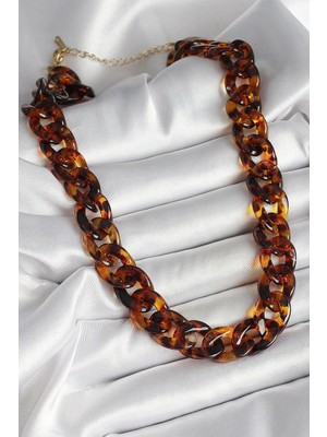 Inure Jewelry Leopar Desenli Mika Kalın Zincir Kadın Kolye