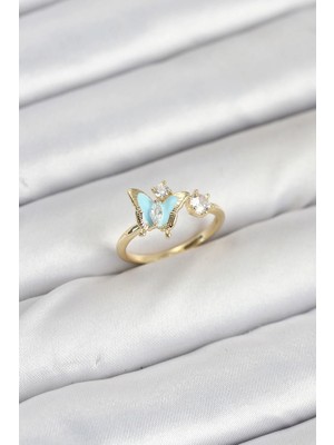 Inure Jewelry Pirinç Gold Renk Kelebek Model Kadın Yüzük