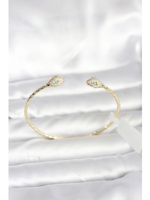 Inure Jewelry Pirinç Gold Renk Yılan Model Bileklik