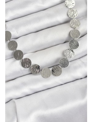 Inure Jewelry Yuvarlak Plaka Model Gümüş Renk Kadın Kolye