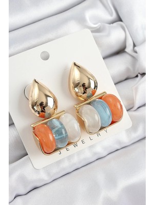 Inure Jewelry Pirinç Karışık Renk Vintage Model Kadın Küpe