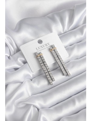 Inure Jewelry VIP Seri Zirkon Taşlı Su Yolu Kadın Küpe