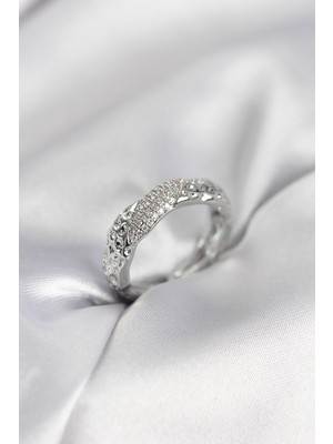 Inure Jewelry Zirkon Taşlı Puntalı Gümüş Renk Kadın Yüzük