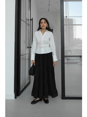 Havoş Siyah Uzun Kraşlı Etek